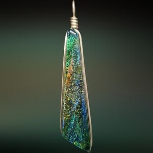 Blue And Green Aurora Sparkle Dichroic Glass Pendant